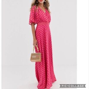 NEW Twisted Wunder London The‎ Amy Red/Pink Hexagon maxi Dress Sz 4 barbiecore